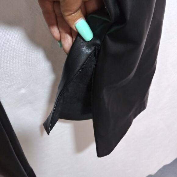 Zara Faux Leather Straight Leg Pant Ankle Zipper High Rise Festival Edgy Size XL - Picture 5 of 11